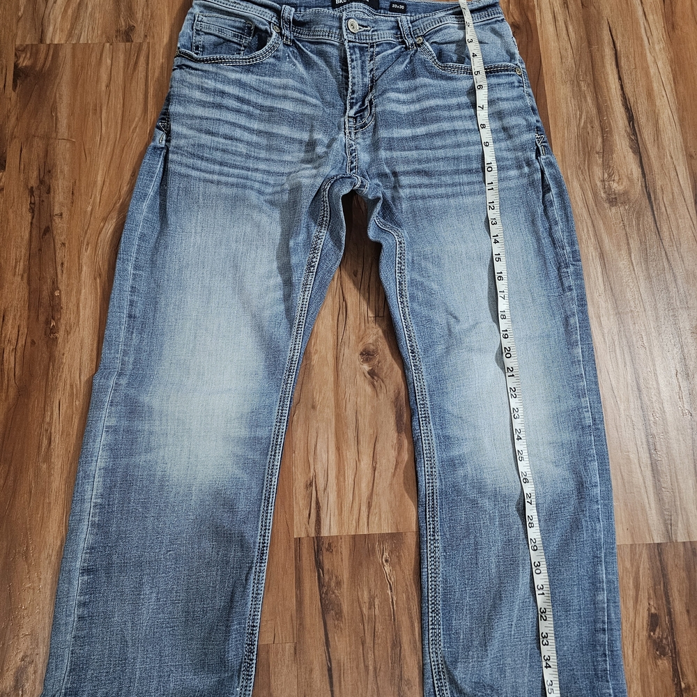 BKE Derek Straight Fit Men's Light Blue Washed Jeans Size 33 X 30